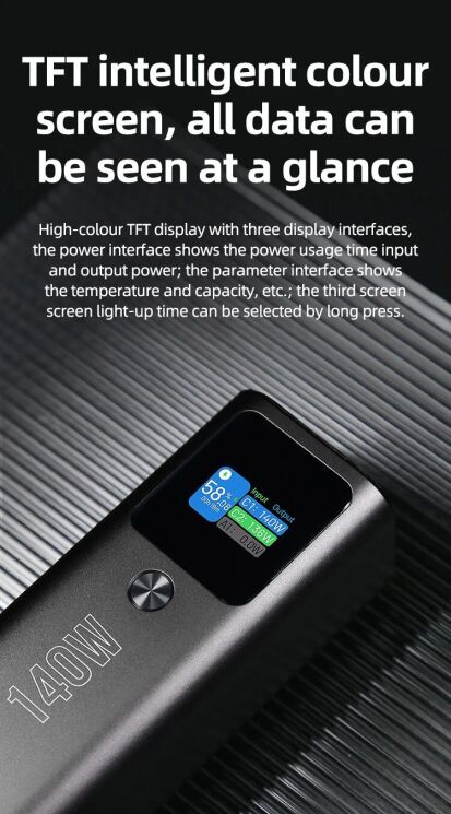 Зовнішній акумулятор Hoco Q17 Electric PD140W (25000mAh) - Black: фото 12 з 18