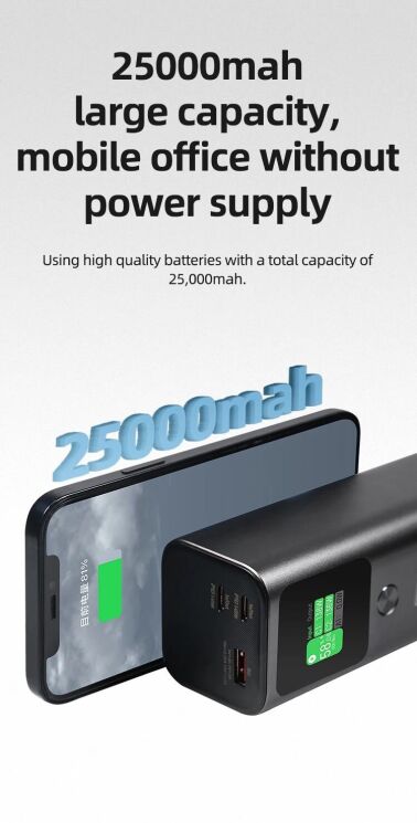 Зовнішній акумулятор Hoco Q17 Electric PD140W (25000mAh) - Black: фото 15 з 18