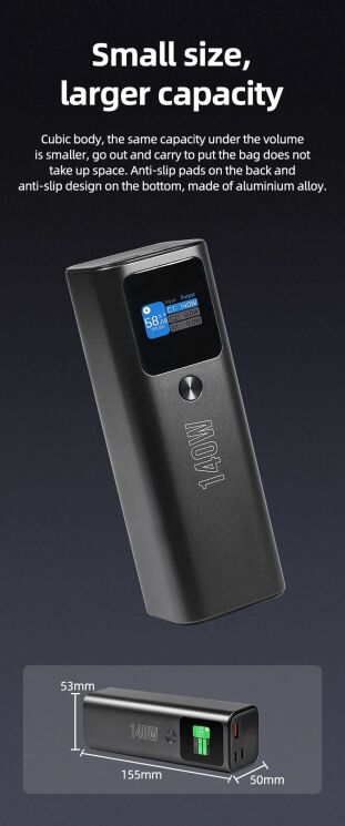 Зовнішній акумулятор Hoco Q17 Electric PD140W (25000mAh) - Black: фото 16 з 18