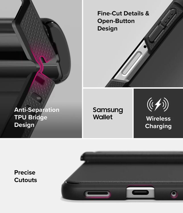 Защитный чехол Ringke Onyx Flap для Samsung Galaxy Flip 8 (8800380460584) - Black: фото 16 из 20