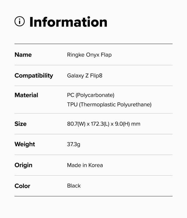 Защитный чехол Ringke Onyx Flap для Samsung Galaxy Flip 8 (8800380460584) - Black: фото 20 из 20