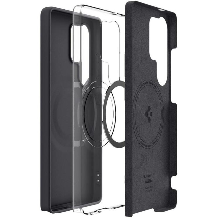 Захисна накладка Spigen (SGP) Silicone Fit (MagFit) для Samsung Galaxy S25 Ultra (S938) ACS09017 - Black: фото 10 з 21