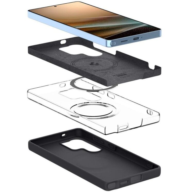Захисна накладка Spigen (SGP) Silicone Fit (MagFit) для Samsung Galaxy S25 Ultra (S938) ACS09017 - Black: фото 6 з 21