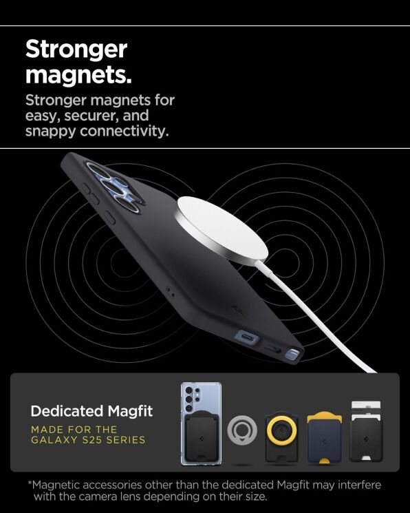 Захисна накладка Spigen (SGP) Silicone Fit (MagFit) для Samsung Galaxy S25 Ultra (S938) ACS09017 - Black: фото 17 з 21