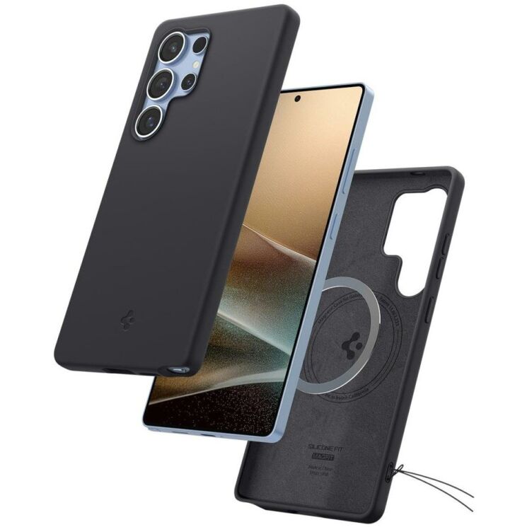Захисна накладка Spigen (SGP) Silicone Fit (MagFit) для Samsung Galaxy S25 Ultra (S938) ACS09017 - Black: фото 5 з 21