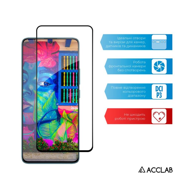 Защитное стекло ACCLAB Full Glue для Xiaomi Redmi Note 13 Pro 5G - Black: фото 5 из 7