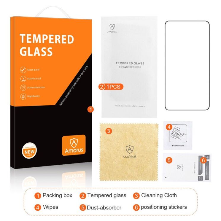Захисне скло AMORUS Full Glue Tempered Glass для Samsung Galaxy S24 FE (S721) - Black: фото 8 з 9