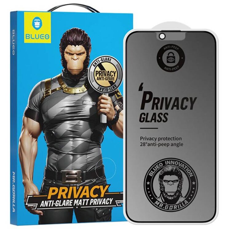 Защитное стекло Blueo Full Cover Anti-Peep Matte для Apple iPhone 13 / 13 Pro / 14 / 16e - Black: фото 1 из 2