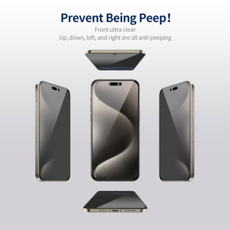 Захисне скло HAT PRINCE Anti-Spy для Apple iPhone 15 Pro - Black: фото 2 з 8