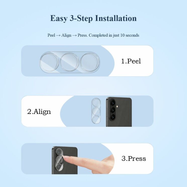 Захисне скло на камеру LEREACH Camera Lens Protector для Samsung Galaxy S26 (S942) - Black: фото 8 з 10