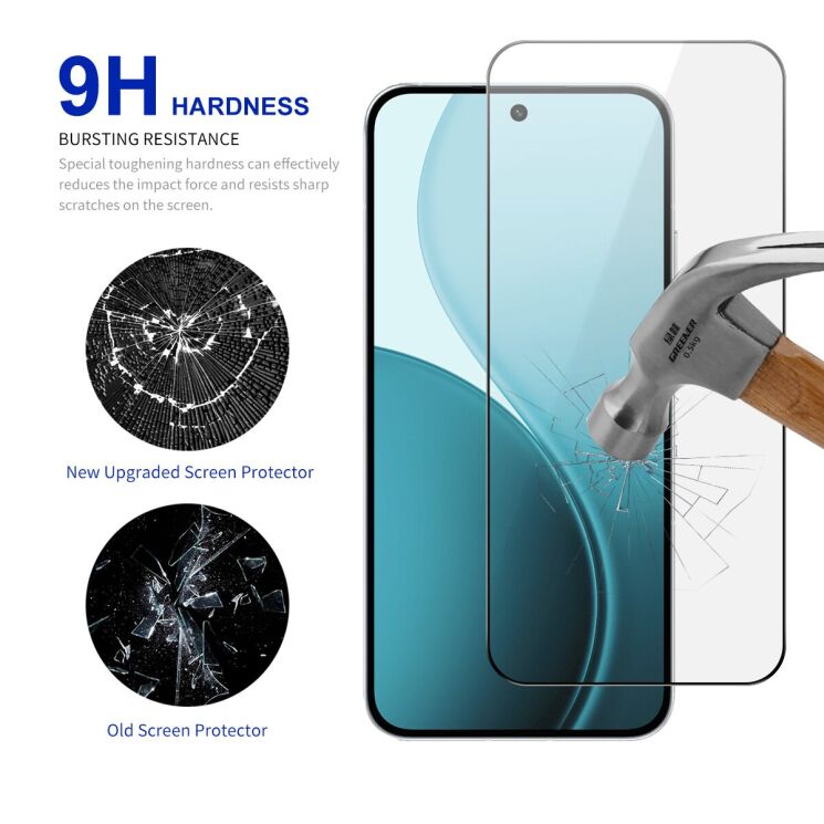 Захисне скло RURIHAI Full Glue Screen Protect для OPPO Reno 14 F/FS - Black: фото 3 з 7
