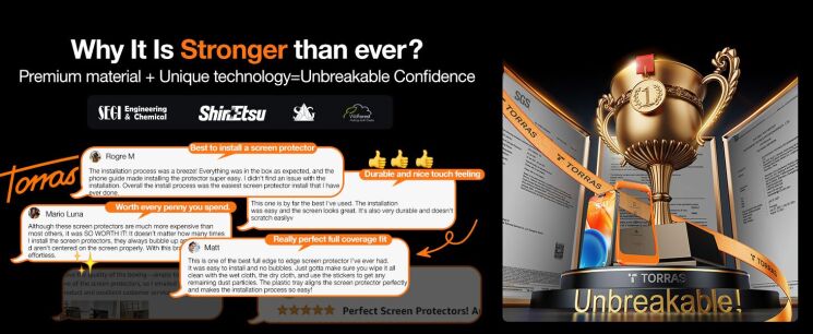 Защитное стекло TORRAS OrigArmor для iPhone 14 Pro / 15 - Black (306690B) Защитное стекло TORRAS OrigArmor для iPhone 14 Pro / 15 - Black: фото 8 из 11