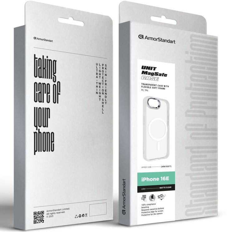 Защитный чехол ArmorStandart Unit MagSafe для Apple iPhone 16e - Matte Clear: фото 3 из 7