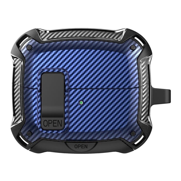 Защитный чехол Deexe Carbon Shield для Samsung Galaxy Buds 3 / Buds 3 Pro - Black / Blue: фото 1 из 9