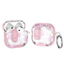 Защитный чехол Deexe Crystal Lock для AirPods 4 - Pink White Flower: фото 1 из 9
