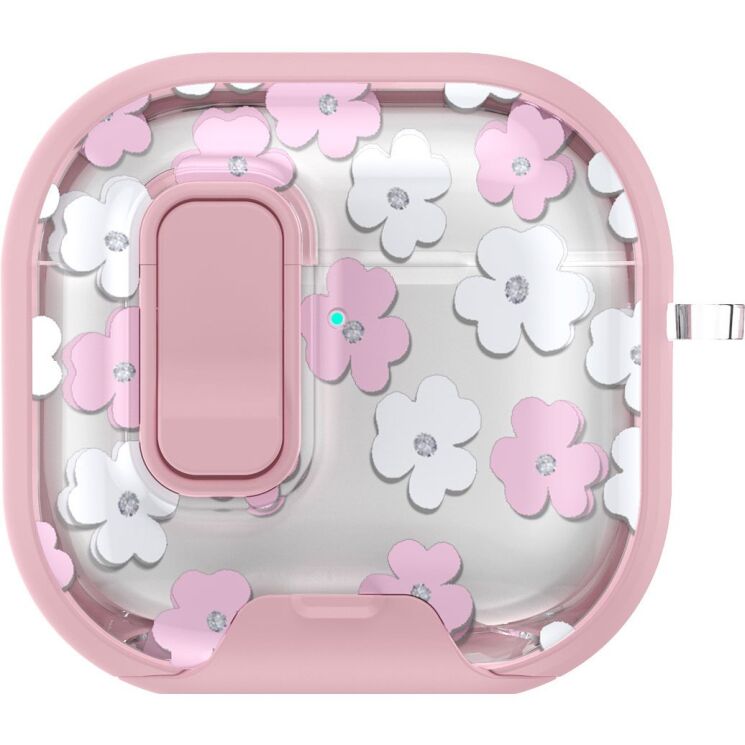 Защитный чехол Deexe Crystal Lock для AirPods 4 - Pink White Flower: фото 2 из 9