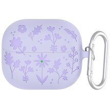 Защитный чехол Deexe Flower Pattern для Samsung Galaxy Buds 3 / Buds 3 Pro - Light Purple: фото 1 из 7
