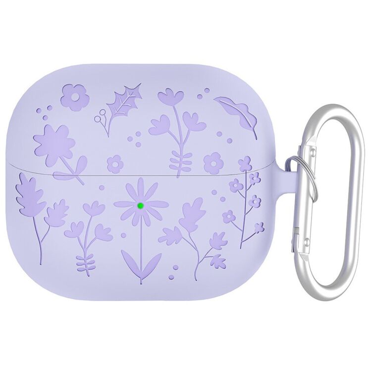 Защитный чехол Deexe Flower Pattern для Samsung Galaxy Buds 3 / Buds 3 Pro - Light Purple: фото 1 из 7