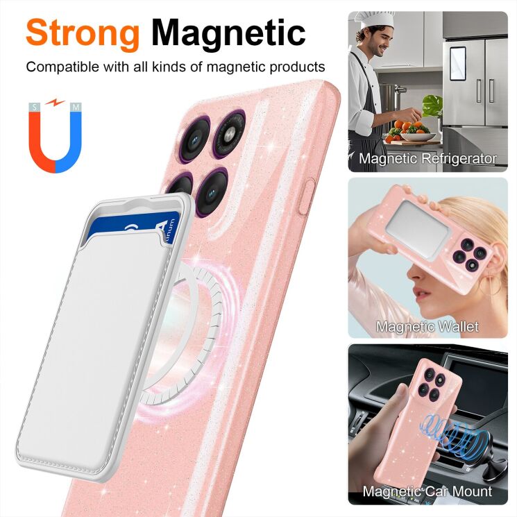 Защитный чехол Deexe Glitter Case with MagSafe для Motorola Edge 70 Fusion - Red: фото 3 из 7