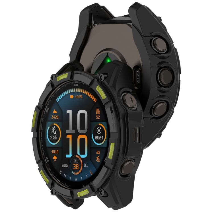 Захисний чохол Deexe Hollow Cover для Garmin Quatix 8 (47mm) - Black / Green (369702BG) Захисний чохол Deexe Hollow Cover для Garmin Quatix 8 (47mm) - Black / Green: фото 3 з 7
