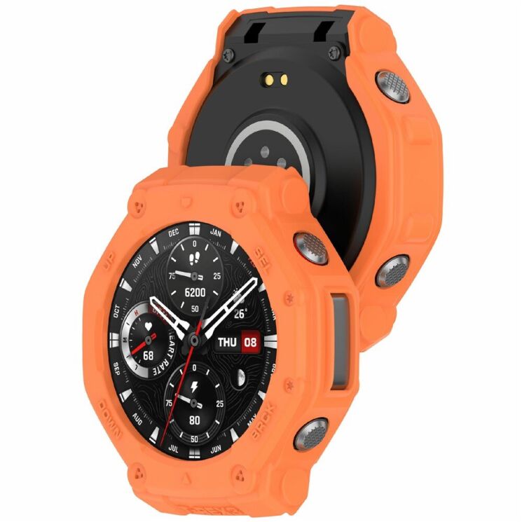 Защитный чехол Deexe Hollow Cover для Xiaomi Amazfit T-ReX 3 - Orange: фото 3 из 6