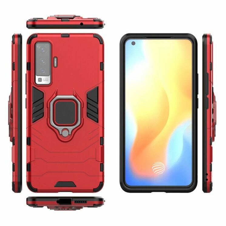 Чохол з підставкою Deexe Hybrid Case для VIVO X50 - Red: фото 3 з 7