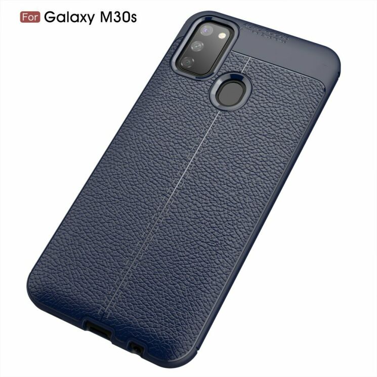 Защитный чехол Deexe Leather Cover для Samsung Galaxy M30s (M307) / Galaxy M21 (M215) - Dark Blue: фото 2 из 12