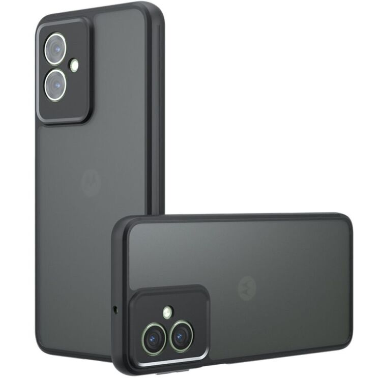 Захисний чохол Deexe Matte Skin для Motorola Moto G55 - Transparent / Black: фото 1 з 11