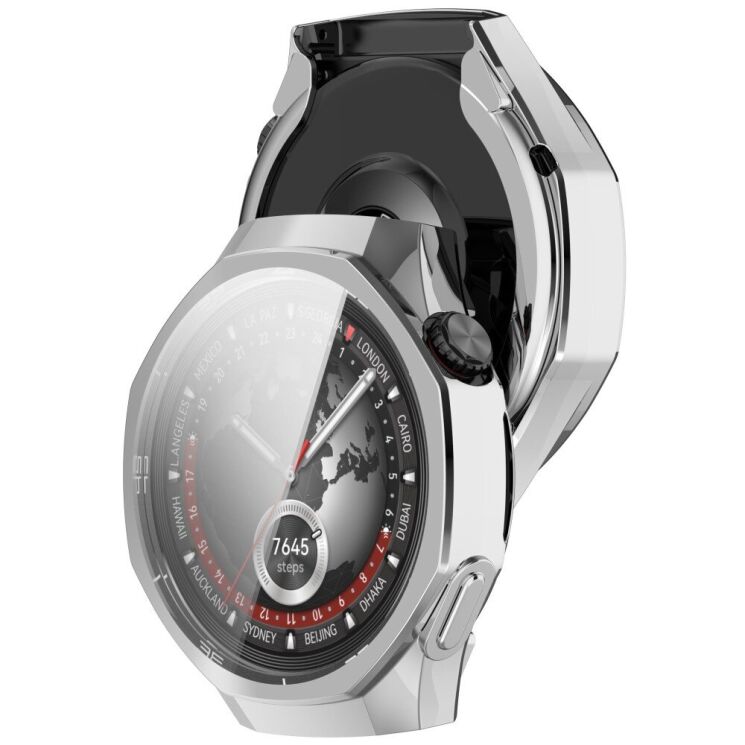 Защитный чехол Deexe Silicone Frame для Huawei Watch GT 5 Pro (46mm) - Silver: фото 6 из 7