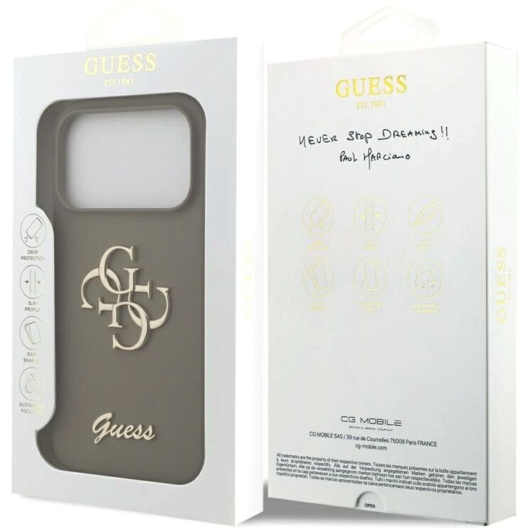 Защитный чехол Guess Silicone Big 4G Script для iPhone 17 Pro (GUHCP17LSC4GSMW) - Brown: фото 8 из 8