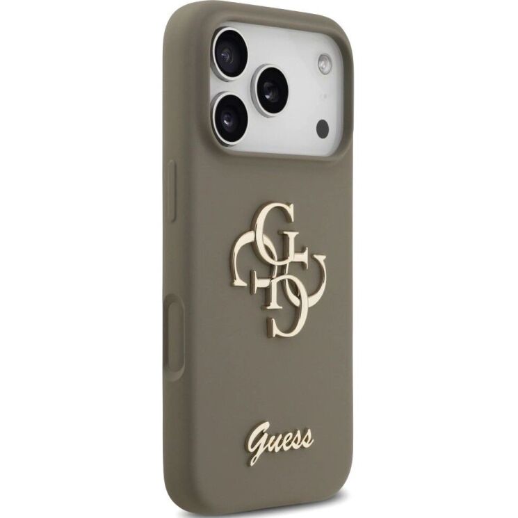Защитный чехол Guess Silicone Big 4G Script для iPhone 17 Pro (GUHCP17LSC4GSMW) - Brown: фото 4 из 8