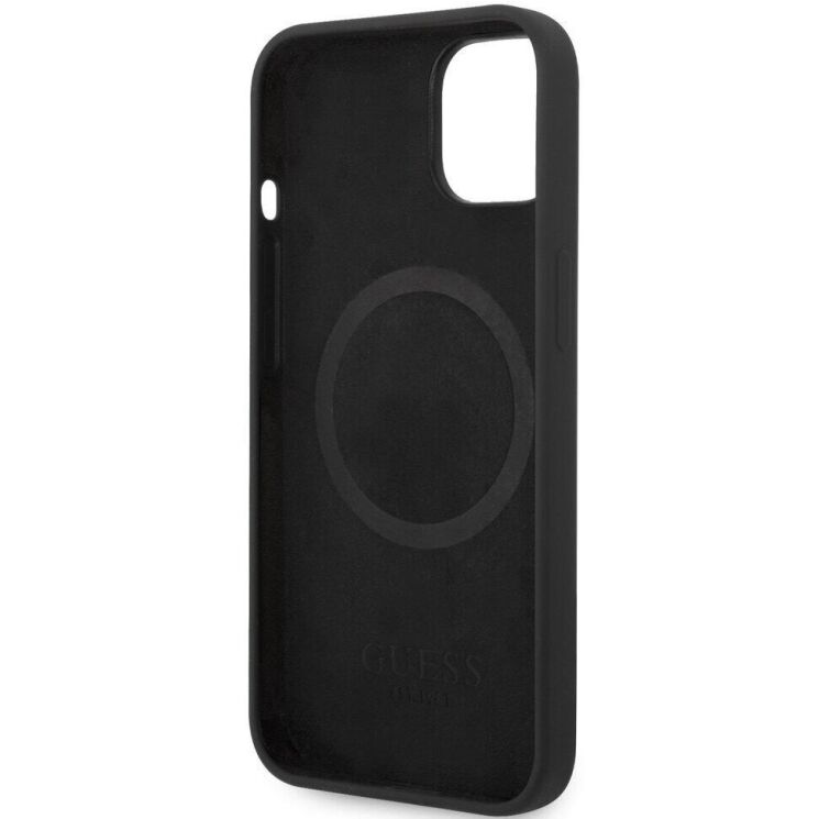 Защитный чехол Guess Silicone Metal Logo MagSafe для Apple iPhone 14 Plus - Black: фото 2 из 5