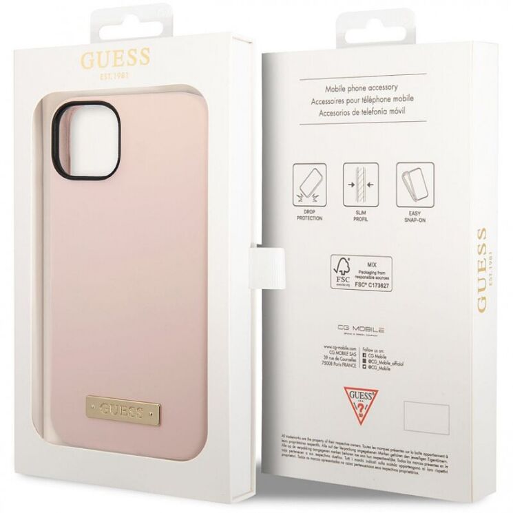 Защитный чехол Guess Silicone Metal Logo MagSafe для Apple iPhone 14 Plus - Pink: фото 4 из 4