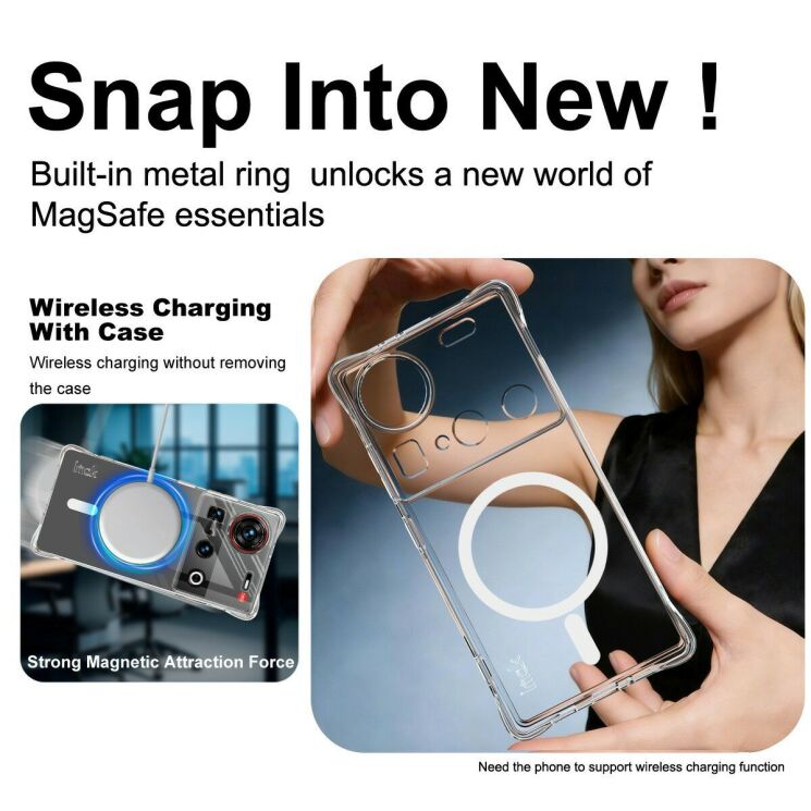 Защитный чехол IMAK Space Shield MagSafe для ZTE Nubia Z70 Ultra - Transparent: фото 6 из 10