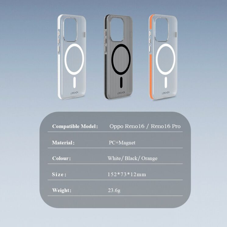 Защитный чехол LEREACH TOC Magnetic для OPPO Reno 16 / 16 Pro - White (413218W) Защитный чехол LEREACH TOC Magnetic для OPPO Reno 16 / 16 Pro - White: фото 11 из 11