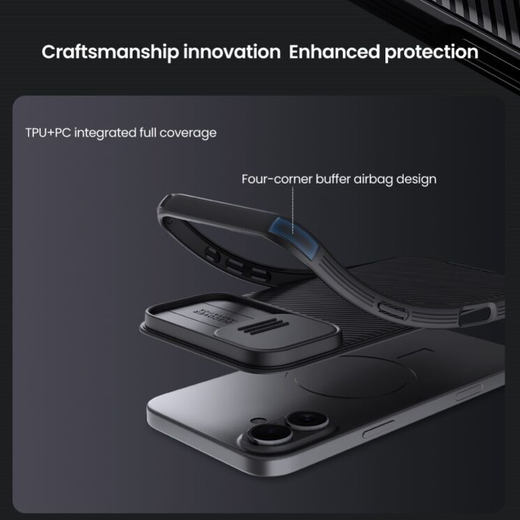 Захисний чохол NILLKIN CamShield Pro Magnetic для Apple iPhone 16 - Black: фото 9 з 18
