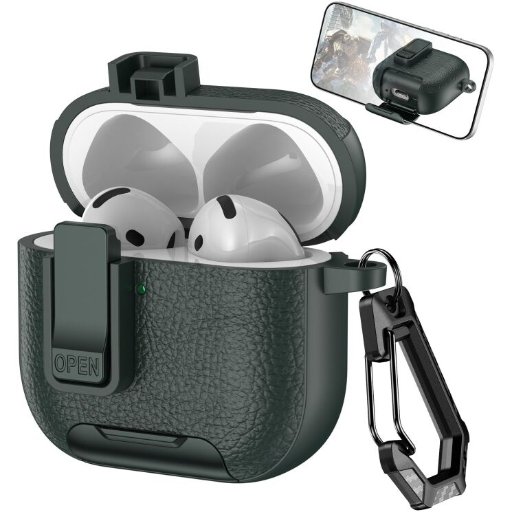 Захисний чохол Reframe Leather Texture для Apple AirPods 4 - Army Green (364457AG) Захисний чохол Reframe Leather Texture для Apple AirPods 4 - Army Green: фото 1 з 6