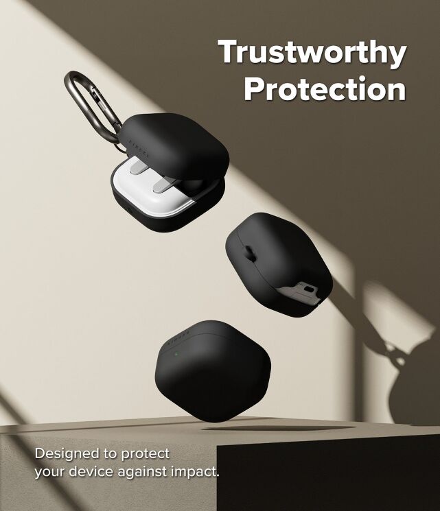 Защитный чехол Ringke Silicone Case для Samsung Galaxy Buds 4 / Buds 4 Pro (8800328816763) - Black: фото 7 из 14