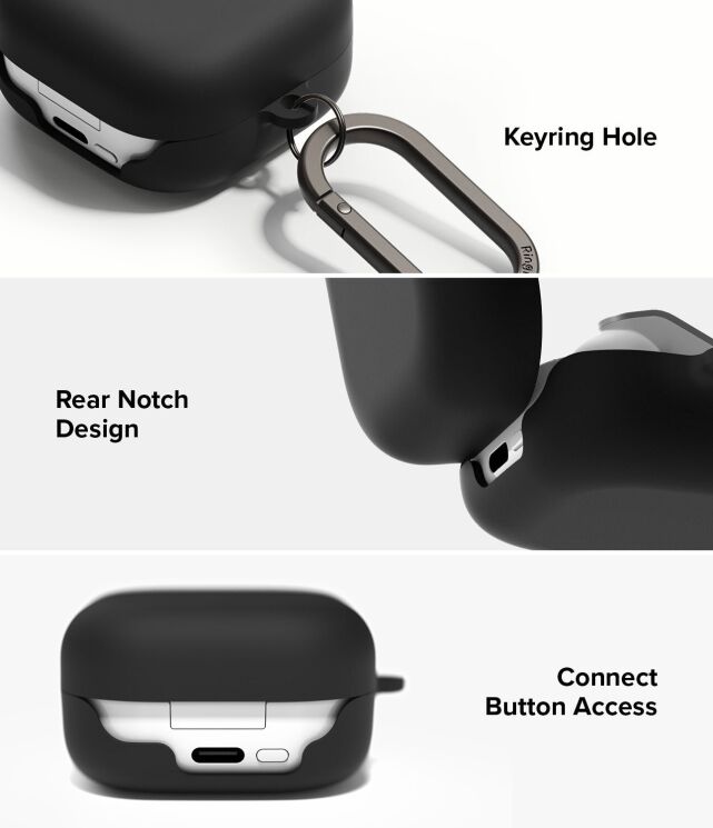 Защитный чехол Ringke Silicone Case для Samsung Galaxy Buds 4 / Buds 4 Pro (8800328816763) - Black: фото 10 из 14