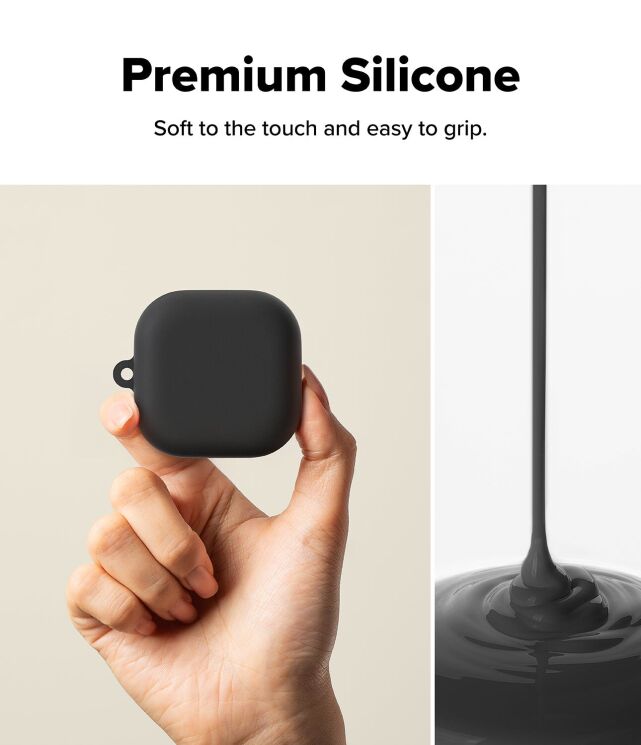 Защитный чехол Ringke Silicone Case для Samsung Galaxy Buds 4 / Buds 4 Pro (8800328816763) - Black: фото 5 из 14
