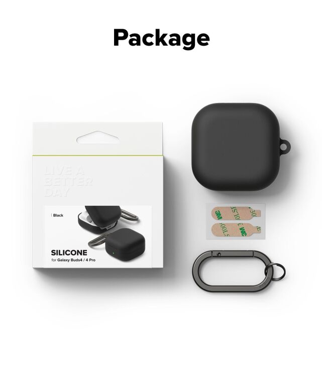 Защитный чехол Ringke Silicone Case для Samsung Galaxy Buds 4 / Buds 4 Pro (8800328816763) - Black: фото 11 из 14