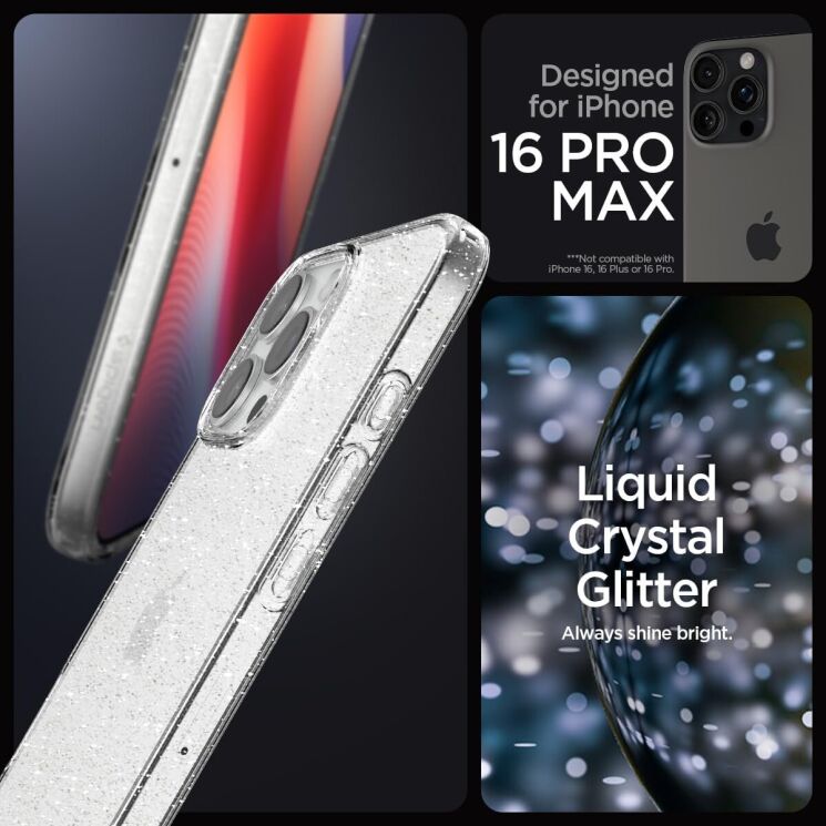 Захисний чохол Spigen (SGP) Liquid Crystal Glitter для Apple iPhone 16 Pro Max - Crystal Quartz: фото 9 з 14