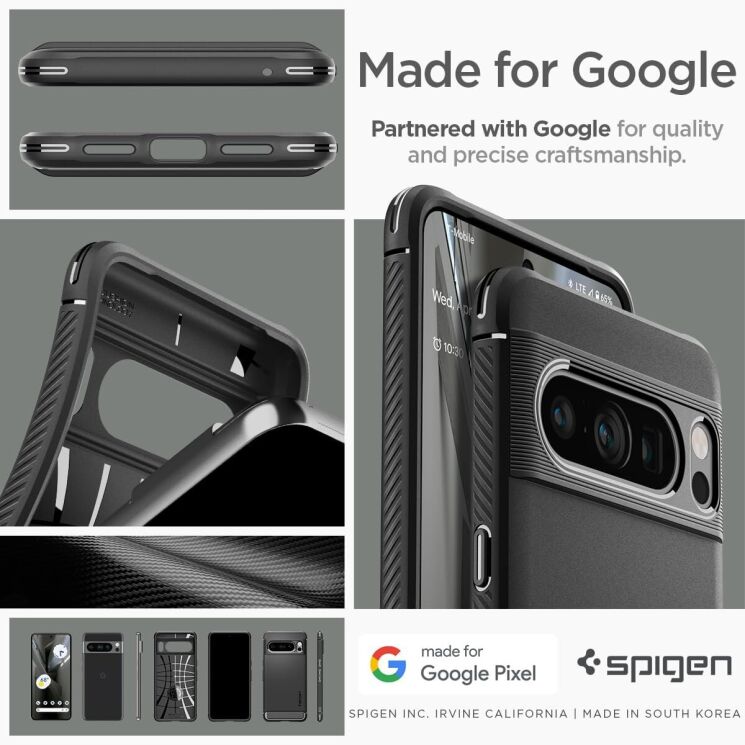 Захисний чохол Spigen (SGP) Rugged Armor для Google Pixel 8 Pro - Matte Black: фото 13 з 17