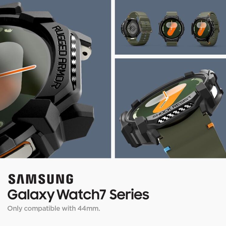 Захисний чохол Spigen (SGP) Rugged Armor (FW) для Samsung Galaxy Watch 7 (44mm) - Matte Black: фото 12 з 18