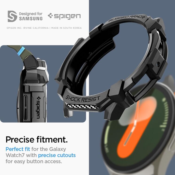 Захисний чохол Spigen (SGP) Rugged Armor (FW) для Samsung Galaxy Watch 7 (44mm) - Matte Black: фото 18 з 18