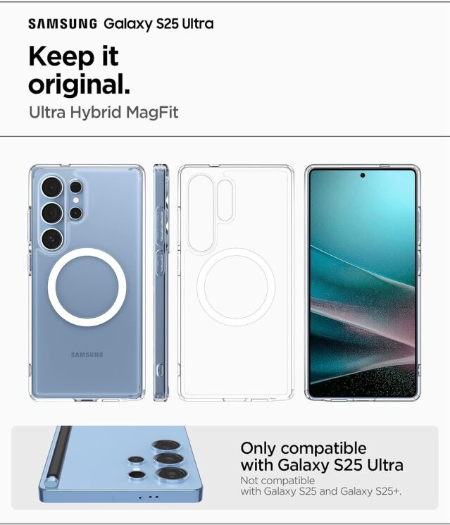 Защитный чехол Spigen (SGP) Ultra Hybrid (MagFit) для Samsung Galaxy S25 Ultra (S938) ACS08956 - White: фото 14 из 20
