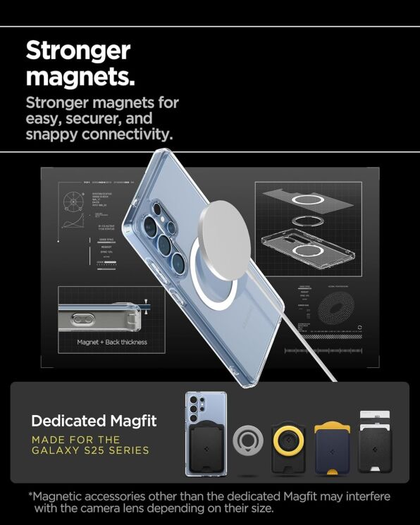 Защитный чехол Spigen (SGP) Ultra Hybrid (MagFit) для Samsung Galaxy S25 Ultra (S938) ACS08956 - White: фото 18 из 20