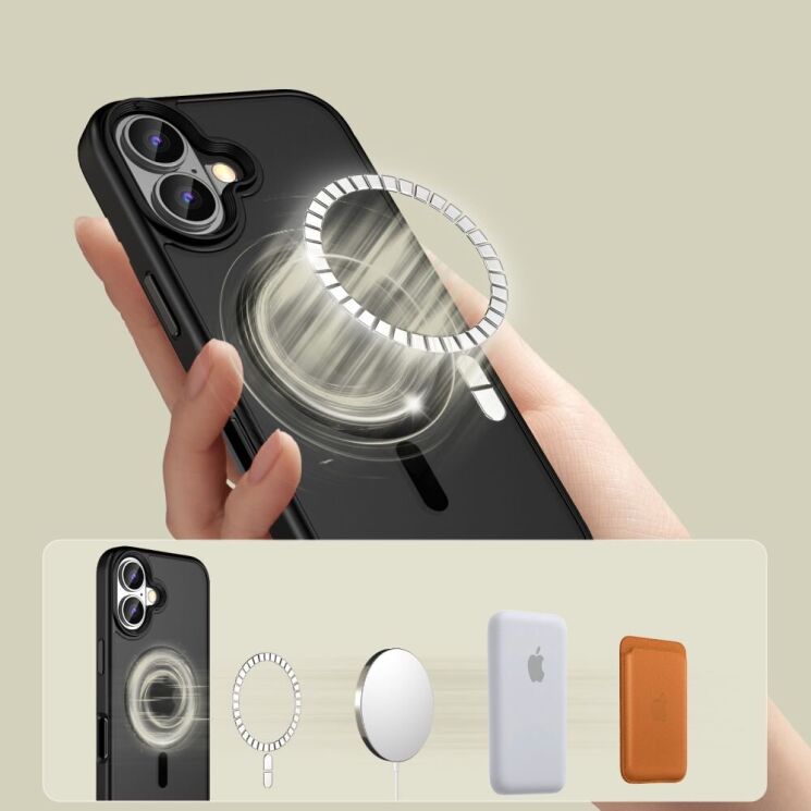 Защитный чехол Tech-Protect Magmat MagSafe для Apple iPhone 16 - Black / Clear: фото 5 из 5