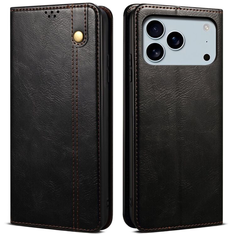 Захисний чохол UniCase Leather Wallet для Apple iPhone 17 Pro Max - Black: фото 1 з 6