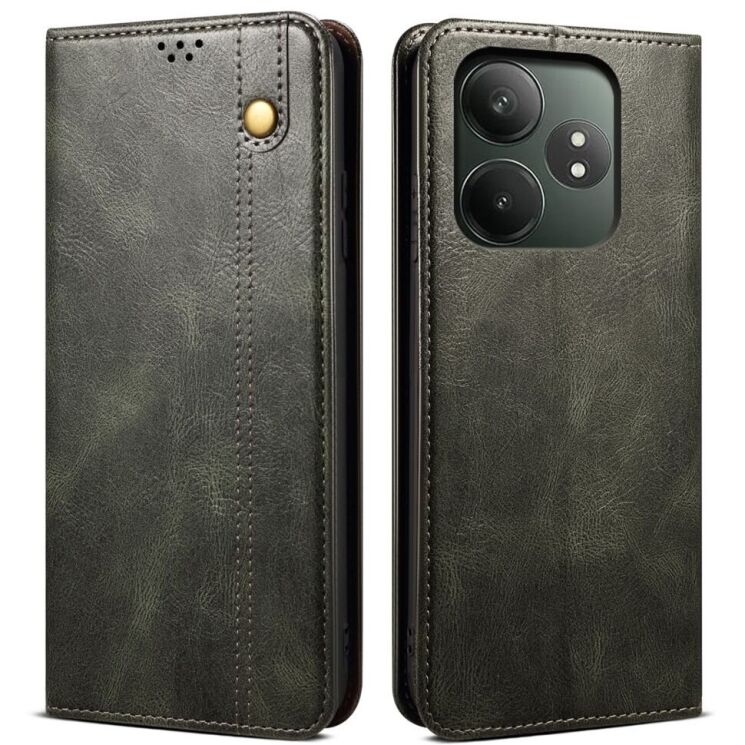 Защитный чехол UniCase Leather Wallet для Realme GT Neo 6 SE / GT 6T / GT 6 - Green: фото 1 из 6